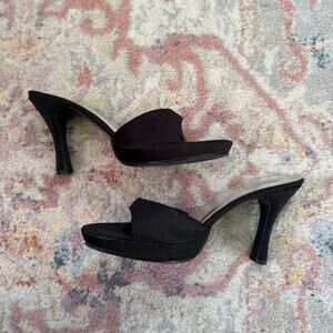 Vintage Y2K black satin heels